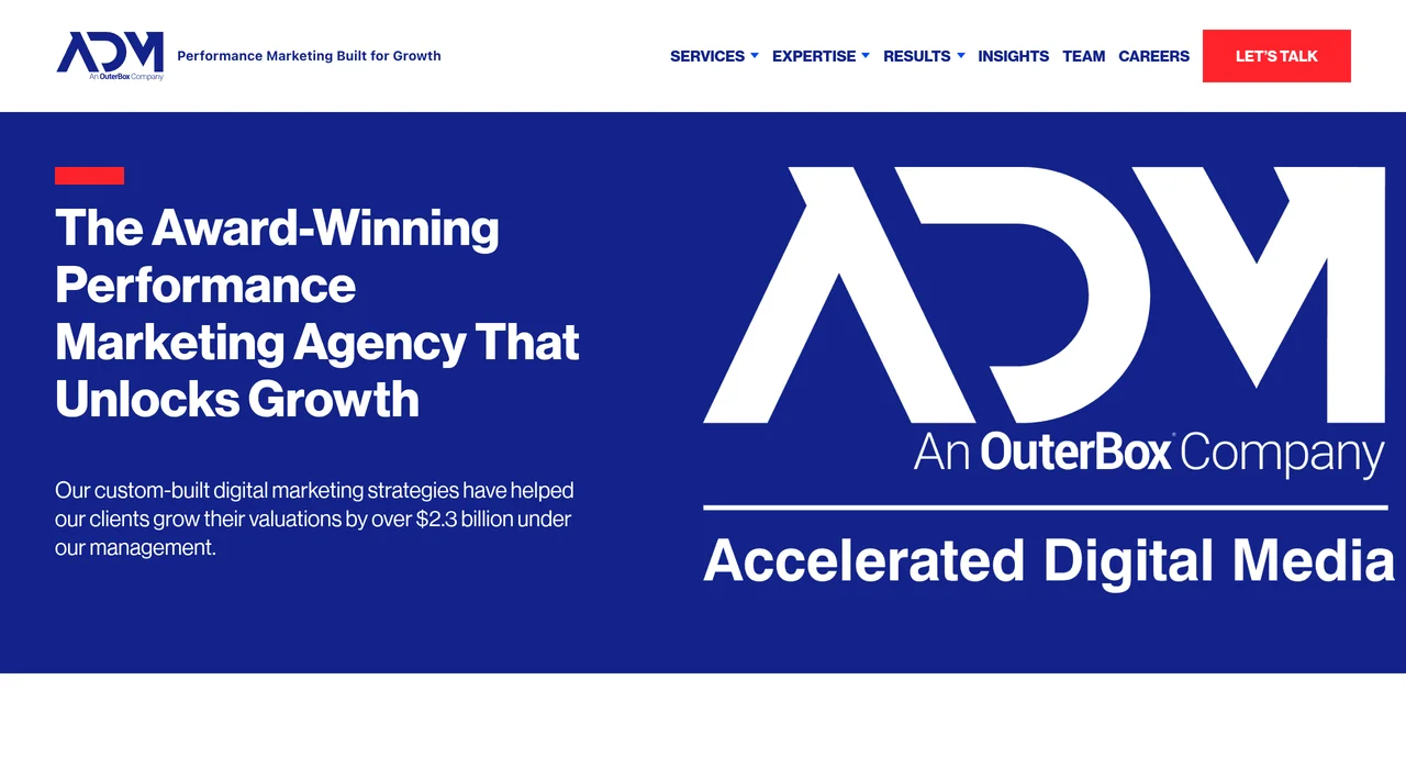 Accelerated Digital Media performance marketing agency page
