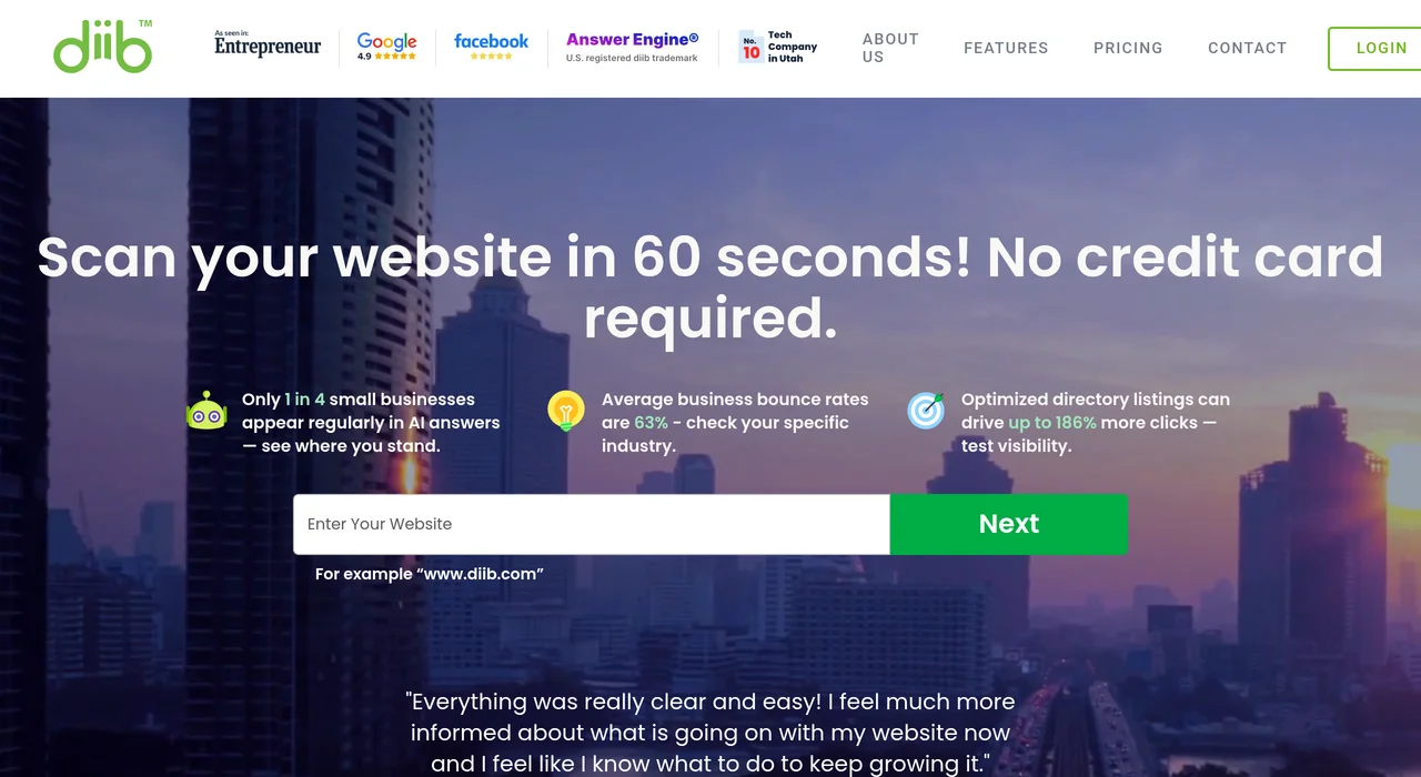 Diib SEO dashboard for beginners