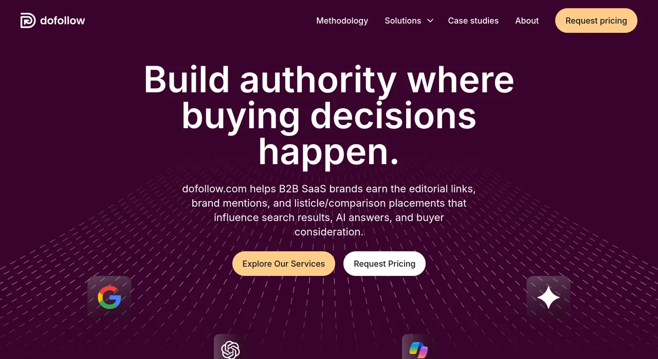 dofollow B2B SaaS link building agency homepage