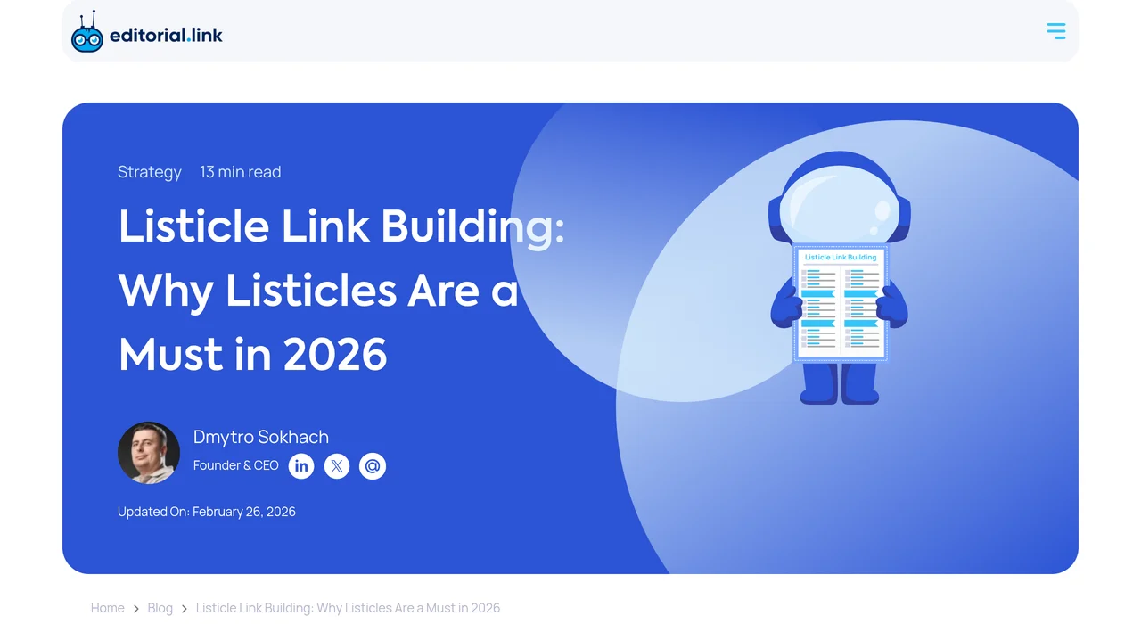 Editorial.Link listicle link building page