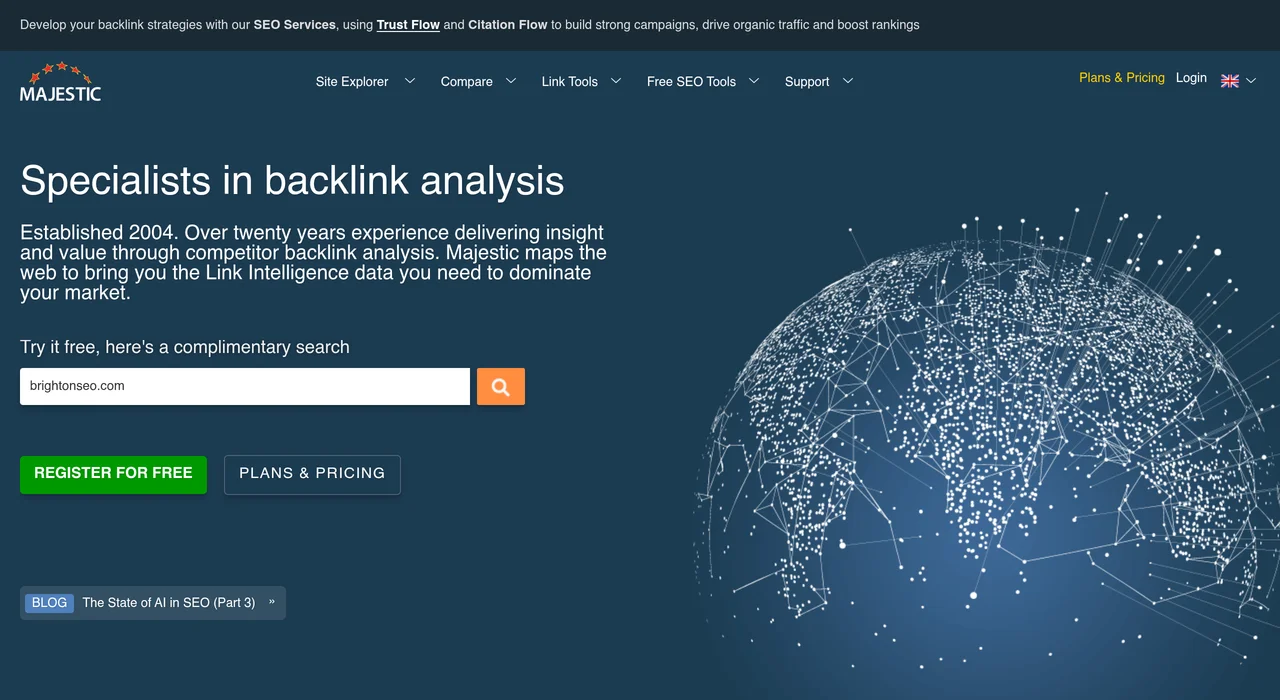 Majestic backlink analysis tool