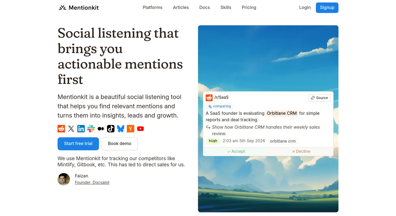 Mentionkit homepage