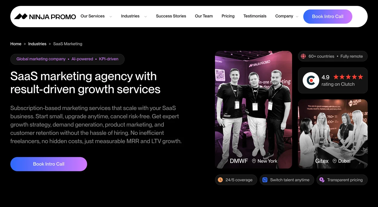 NinjaPromo SaaS marketing page