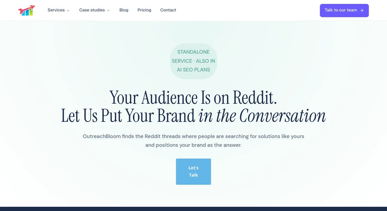 OutreachBloom Reddit services page