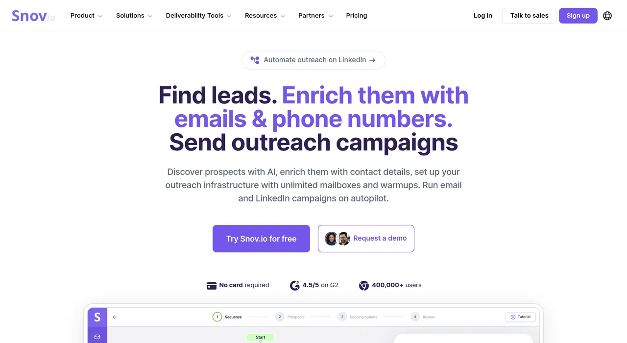 Snov.io email outreach and lead generation tool