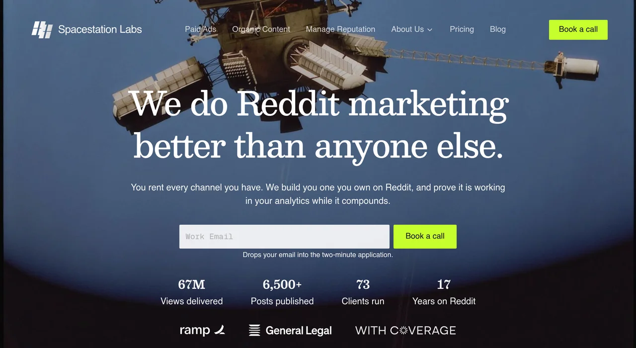 Spacestation Labs Reddit marketing agency homepage