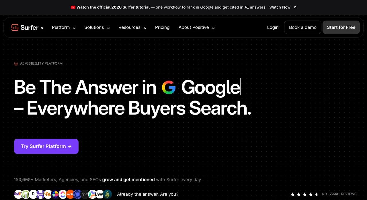 Surfer SEO content optimization platform
