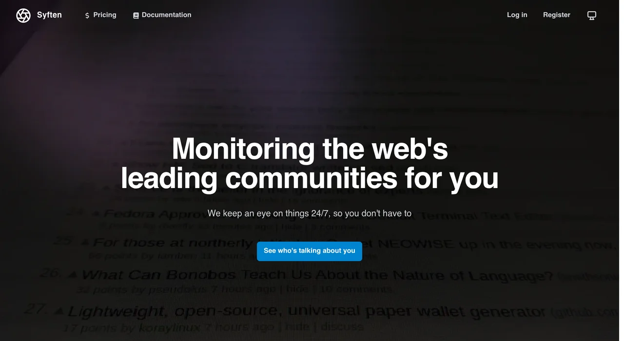 Syften homepage
