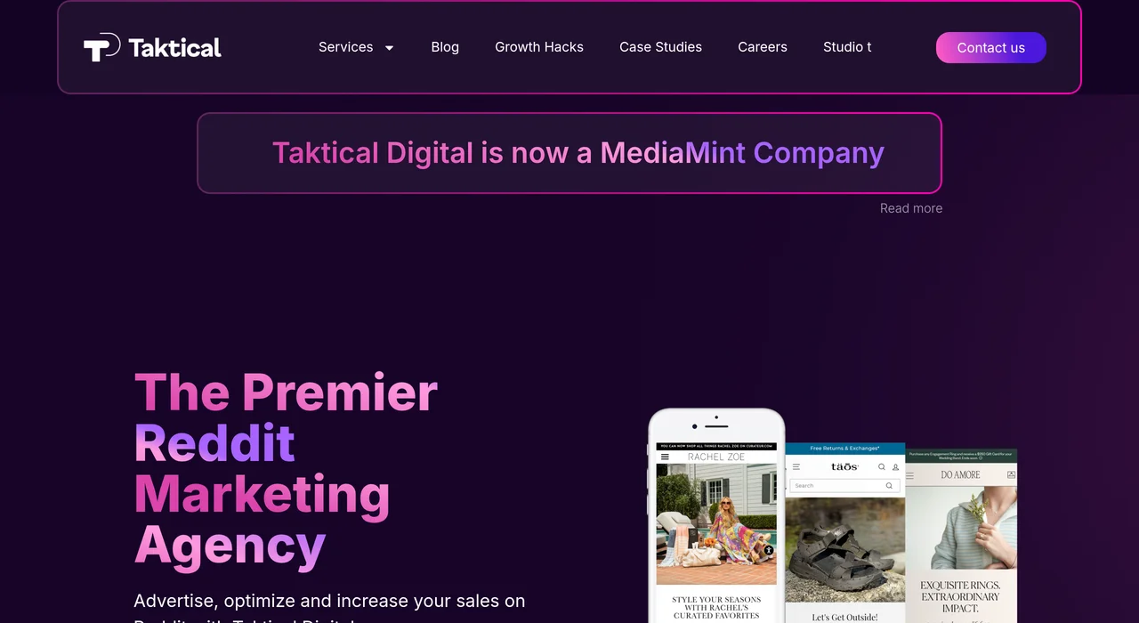 Taktical Digital Reddit marketing agency page