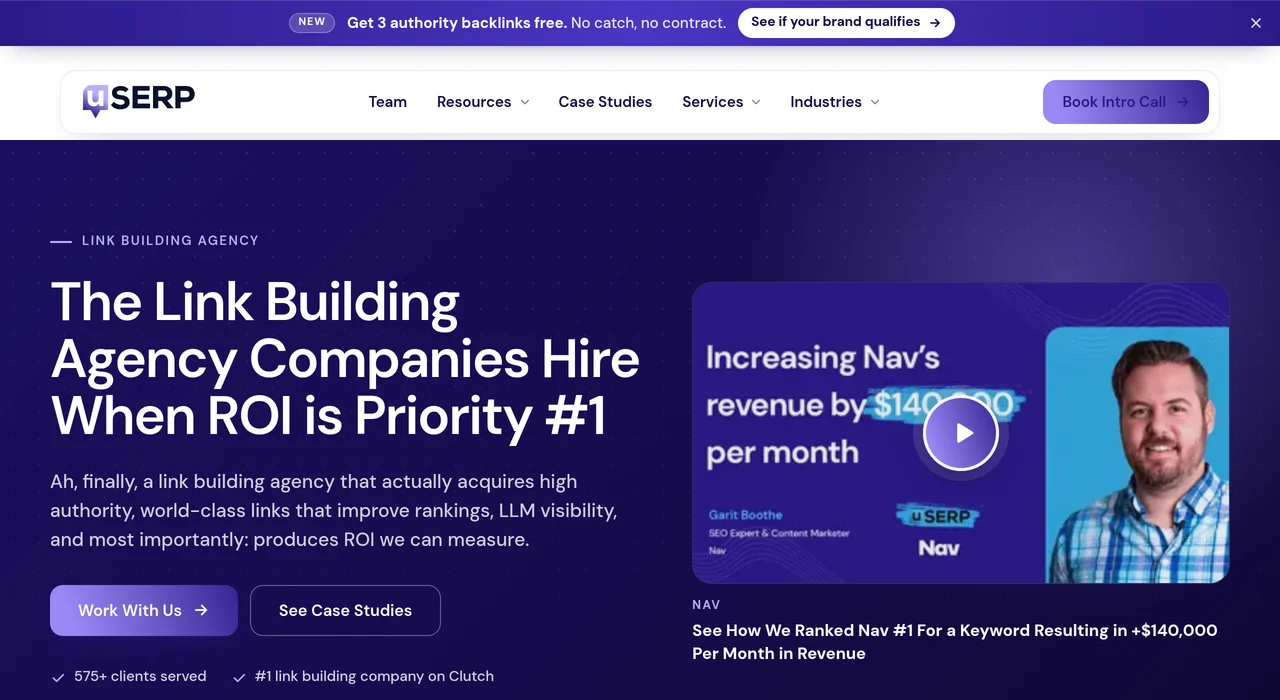 uSERP link building services page