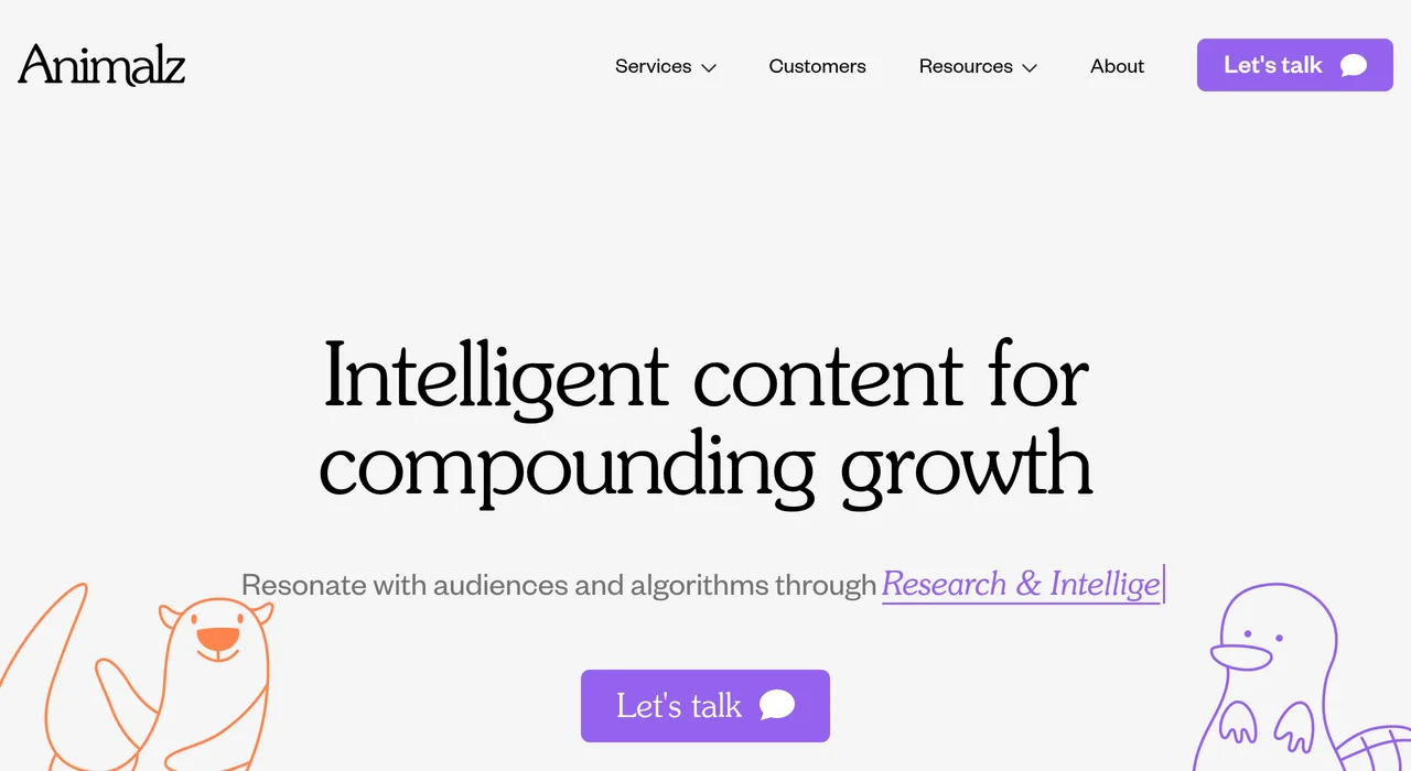 Animalz content marketing agency page