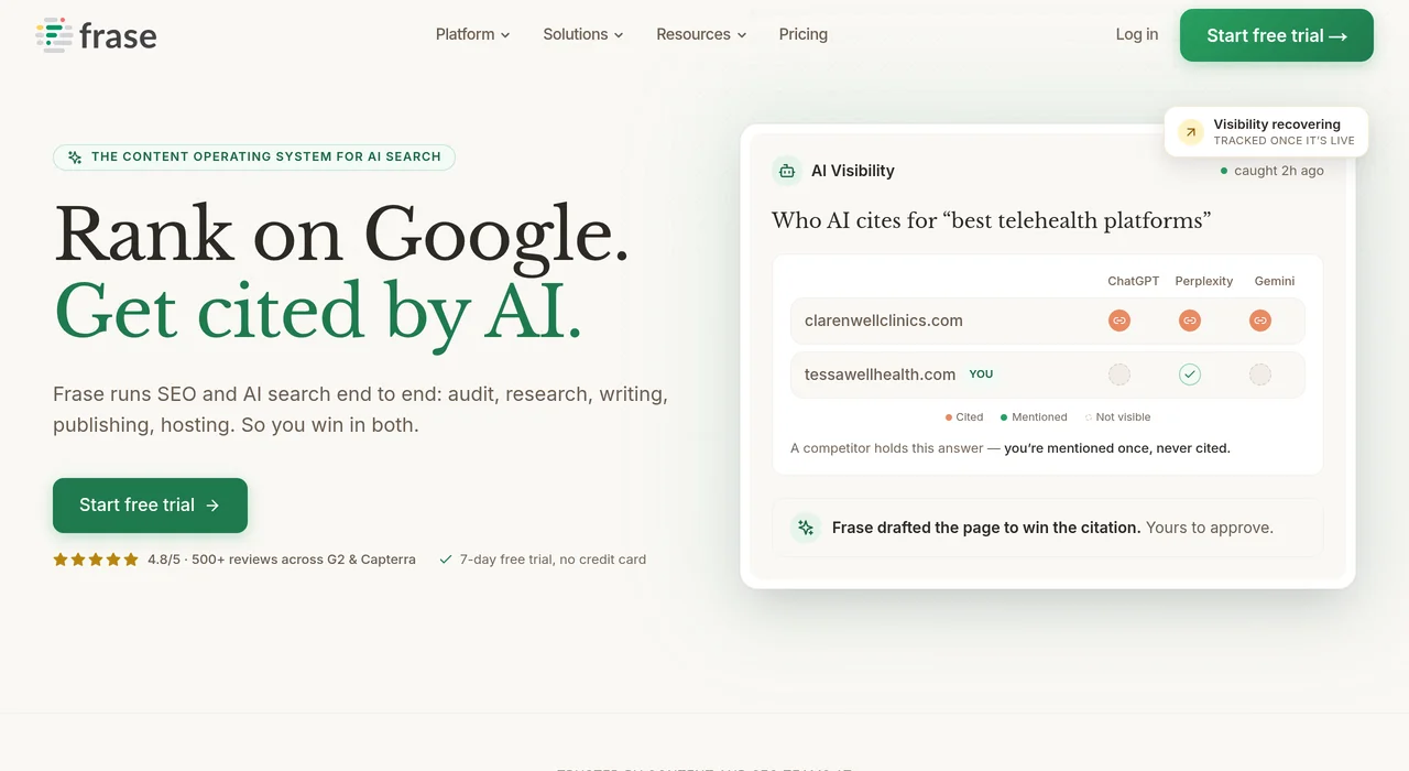 Frase AI content brief generator