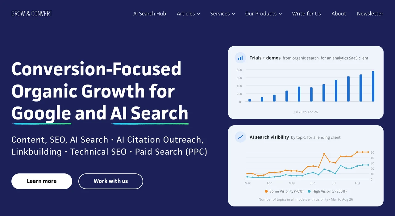 Grow and Convert content marketing page