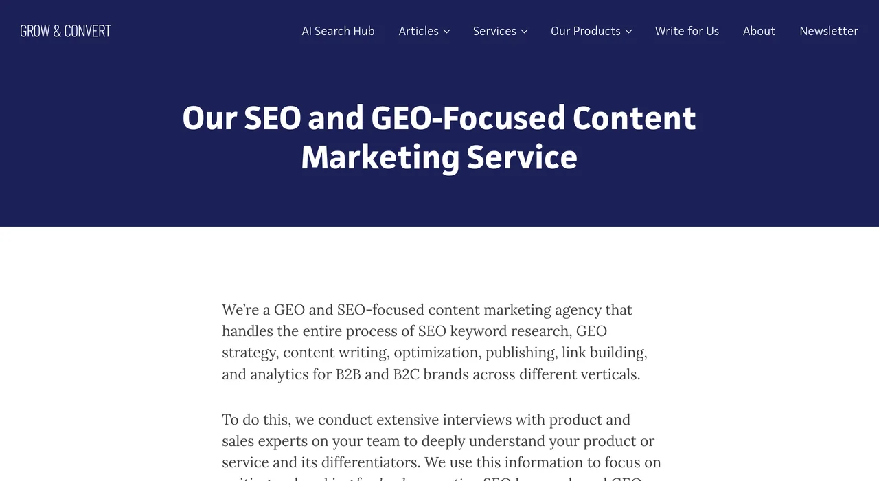 Grow and Convert GEO service page