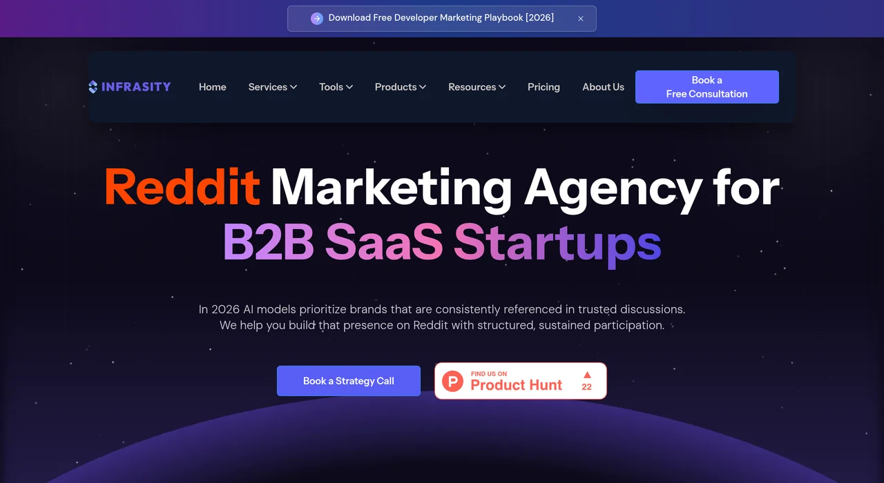 Infrasity Reddit marketing agency for SaaS page