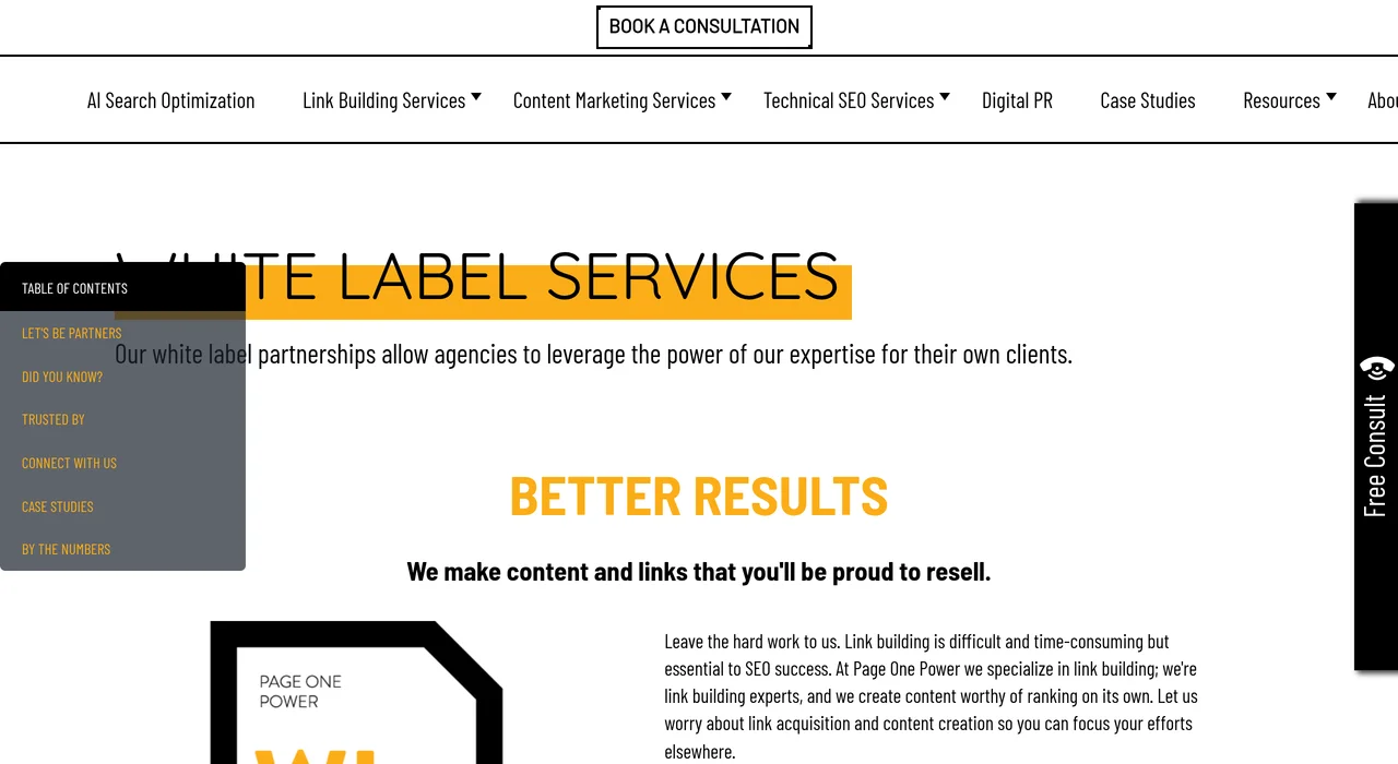 Page One Power agency partnerships page