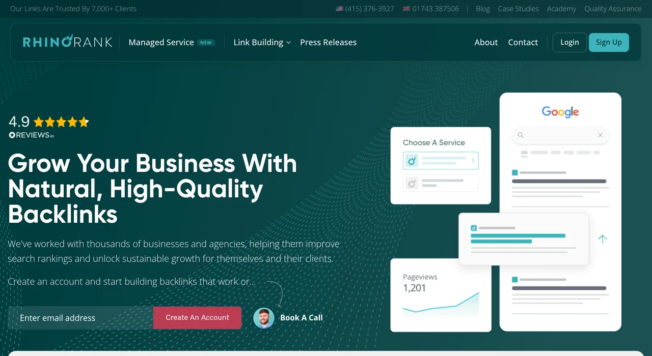 Rhino Rank white label link building page