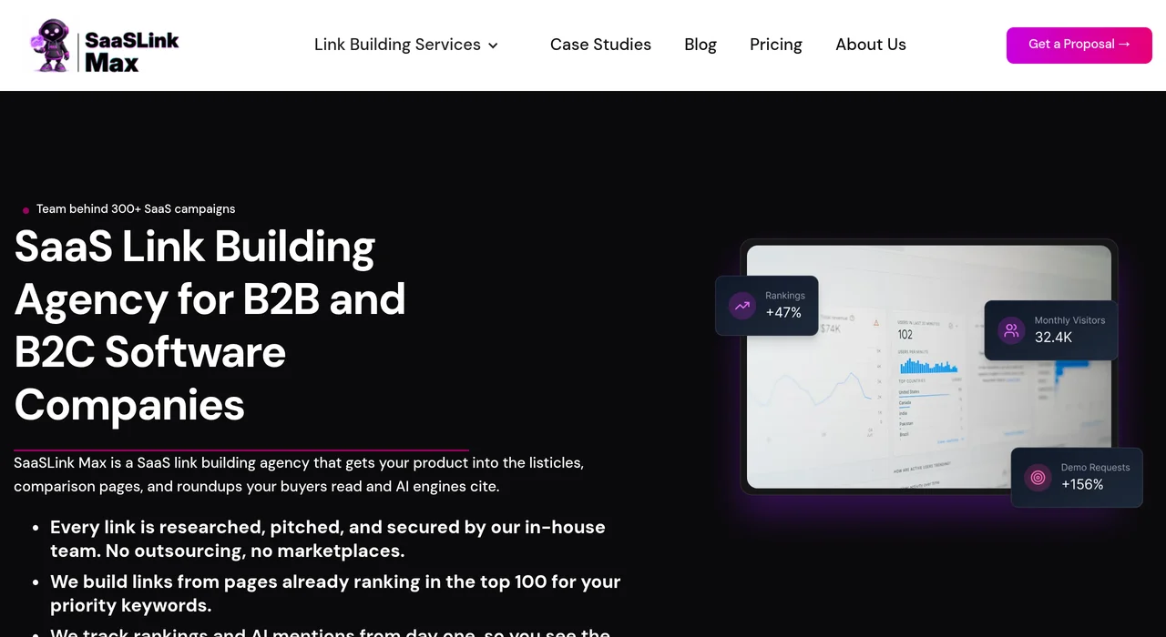 SaaSLinkMax SaaS link building service page