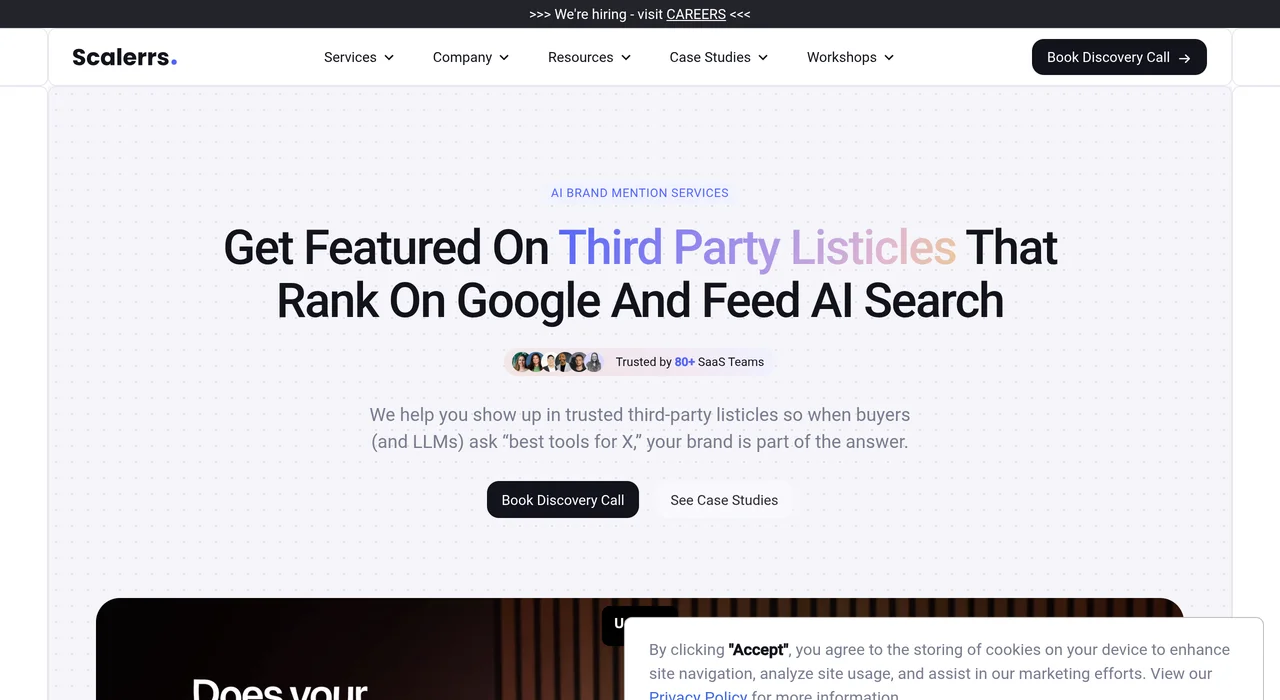 Scalerrs listicle link building service page