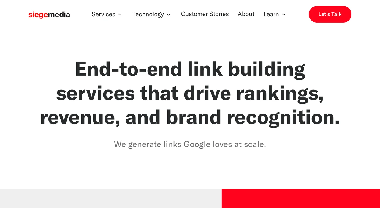 Siege Media link building services page