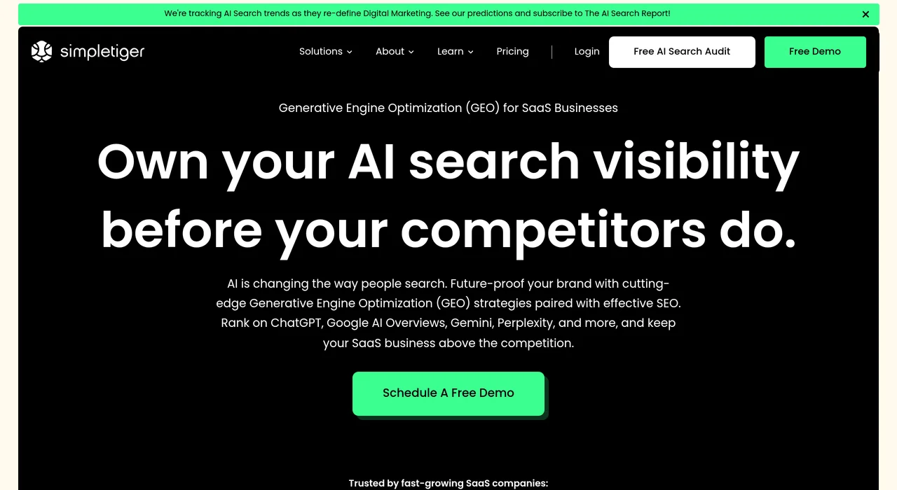 SimpleTiger GEO for SaaS service page