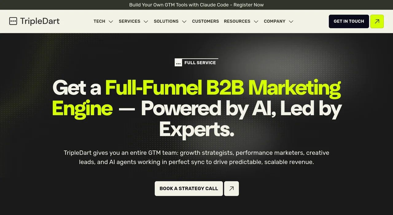 TripleDart full-service SaaS marketing page